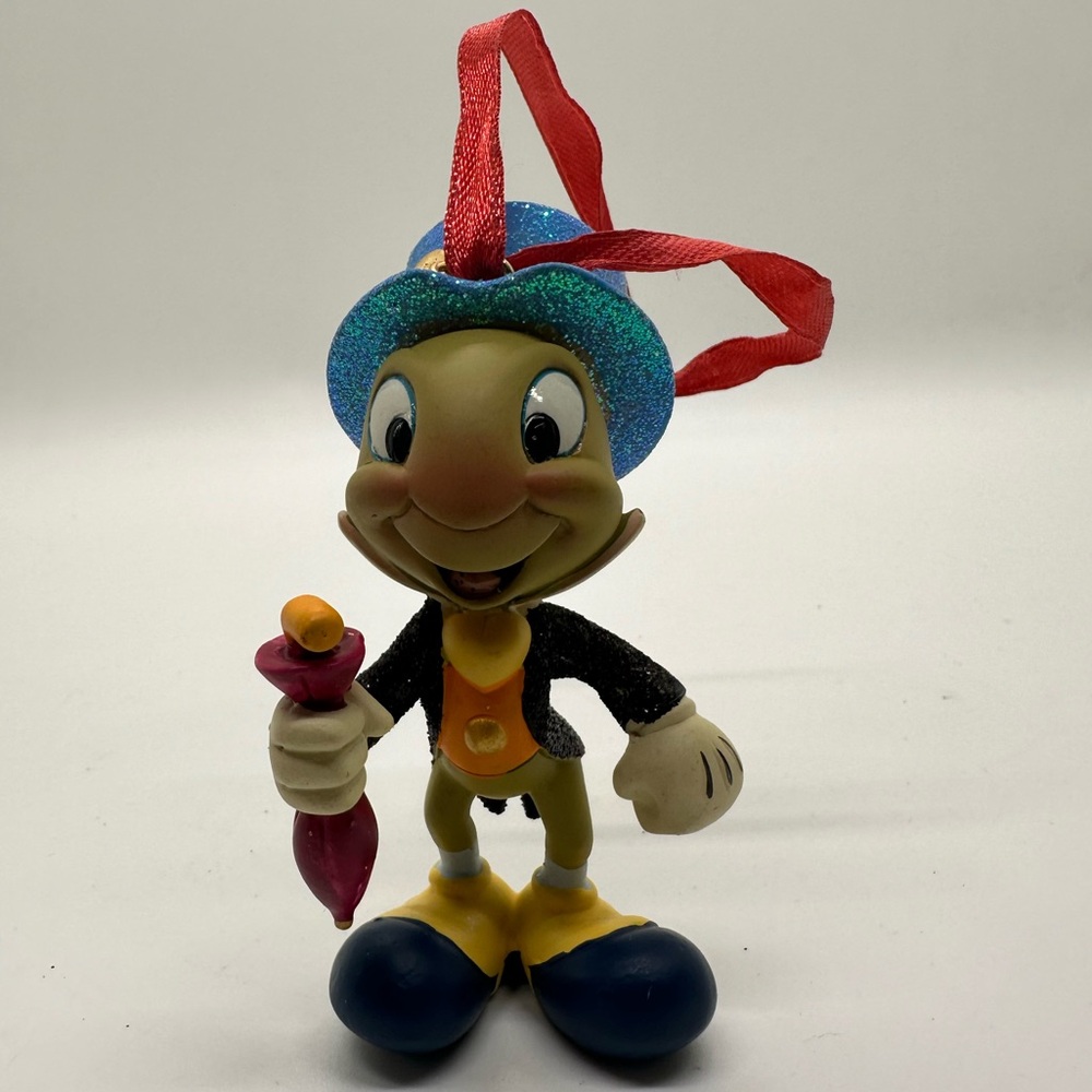 Disney Store 2014 Sketchbook Jiminy Cricket glittered Christmas‎ Ornament